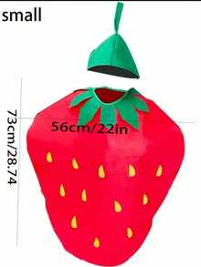 2pcs/Set Unisex Strawberry Pattern Dress, Includes Headpiece, Suitable For Various Holiday Parties And Teen Graduation Balls,Halloween - Strawberry - View 8