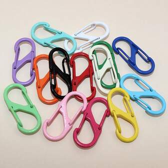 6个32x14mm彩色S形弹簧扣末端扣钩链条连接器，适用于手链项链DIY珠宝制作材料