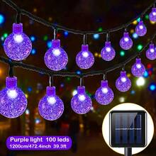 1 个太阳能 LED 水晶球灯串，8 个功能按钮控制，10/20/50/100 LED 水晶球仙女吊灯，户外 IP65 防水，适用于庭院、花园、门廊、阳台、派对装饰、婚礼、圣诞节、万圣节、露营、节日庆典 - 多色 - 查看 29