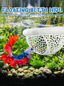 鱼休憩室水族箱配件浮动鱼休憩室，鱼儿藏身处浮动隧道，水族箱洞穴装饰休息鱼缸装饰，小型鱼缸鱼虾休息栖息地，室内水族箱宠物用品 - 彩色 - 查看 6