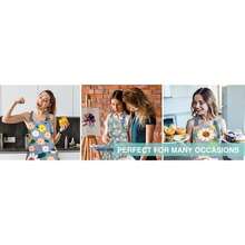 BOUMUSOE 3 Pack Floral Aprons With Pocket, Blooming Womens Aprons Waterproof Adjustable Cooking Aprons For Kitchen Gardening And Salon