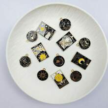 5pcs Tarot Brand Enamel Brooch Customized Sun Moon Stars Skull Brooch Lapel Badge Jewelry Gift