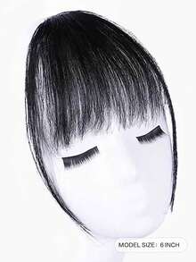Short Straight Synthetic Hair Bangs With Sideburns - Black - View 9