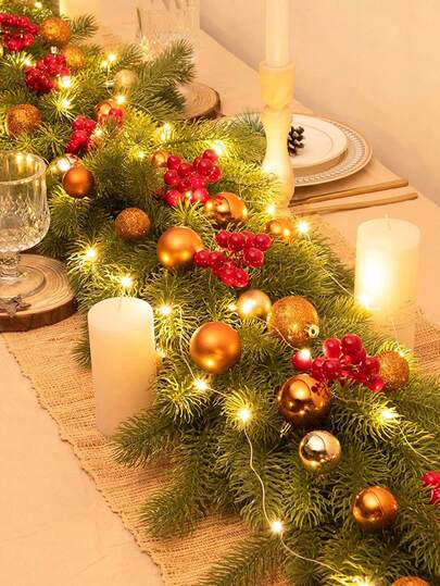 1pc/25pcs 70.86 Inch Snowflake Christmas Vine, White Christmas Vine, White Winter Frost Holiday Vine, Suitable For Christmas Tree, Staircase, Fireplace Decor, Room Decor, Wedding Decor