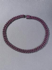 1 Set de Collar y Pulsera con Estilo Hip Hop Clásico, Totalmente Cubierto de Diamantes Rhinestone y Parches - Estilo A - Ver 14