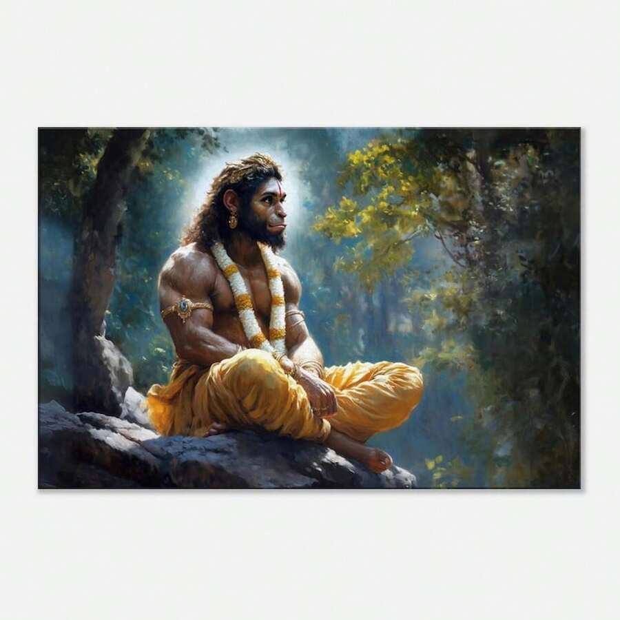 Lord Hanumana  Forest Canvas Prt, Wall Art Home Office Studio Dorm Room Decor, Hdu India Ramayana God Gift, Ready To Hang Art