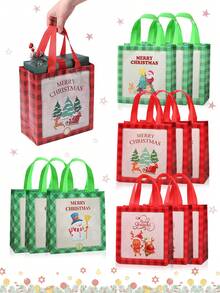 4pcs Christmas Santa Gift Bags, Multiple Colors Available, Reusable, Suitable For Holiday Use - Christmas Party Decoration Supplies - Multicolor - View 1