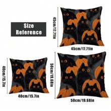 1 Stück/2 Stück Halloween Katzen- & Kürbis-Muster Polyester Kissenbezug [ohne Kissenfüllung], 45 x 45 cm/50 x 50 cm, [einseitiger Muster] Halloween Schwarze Katzen Kürbisse Dekorative Kissenbezüge für Sofa, Bett, Wohnzimmer, Schlafzimmer, Auto, Büro, Hotel, ganzjährig, perfektes Geschenk für Familie und Freunde