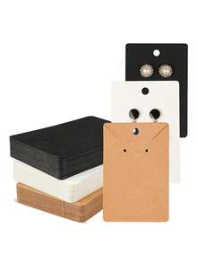 100 szt. Karta ekspozycyjna na kolczyki, pusta etykieta na biżuterię z papieru typu kraft, 4,5*3,2 cm/1,77*1,26 cala, możliwość zapisu w opakowaniu DIY, karta do przechowywania ćwieków do sprzedaży detalicznej i ręcznie robionej biżuterii (brązowy, czarny, biały) - artykuły do wyświetlania i pakowania biżuterii z powrotem do szkoły - Wielokolorowe - Zobacz 9