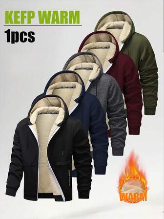 Men's Casual Fashionable Jacket, Thermal Lined Thick Outdoor Hoodie, Autumn/Winter