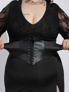 1pc Plus Size Women's Elegant Corset Waist Belt, Vintage Palace Style Elastic Waist Cincher, Best Paired With Dresses, Gowns, Coats For Parties, Celebrations