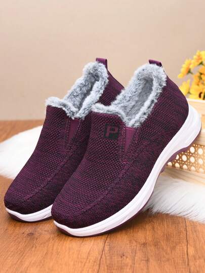 Botas de tobillo planas, cómodas y con forro de felpa para mujer, de estilo deportivo casual