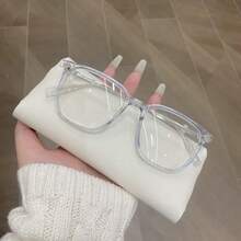 New Men's Business Square Glasses, Black Versatile Women's Glasses Frame - Màu xanh trong suốt - Xem 1