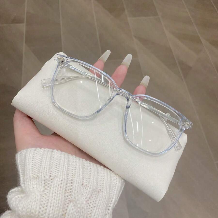 New Men's Business Square Glasses, Black Versatile Women's Glasses Frame - Màu xanh trong suốt - Xem 1