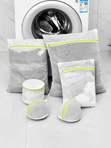 1/3/6pcs Green Zipper Laundry Bags, Honeycomb Mesh Washing Bags, Washing Machine Garment Wash Bags, Fine Mesh Thickened Laundry Bags, Travel Storage Bags For Underwear, Bras, Clothes, Prevent Tangling And Damage, Suitable For Washing Clothes, Shirts, Bras, Socks, Stockings, Lingerie - Green - View 9