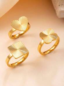 1/3pcs Minimalist Geometric Heart, Clover, Butterfly Stainless Steel Rings, Suitable For Teenagers Daily Wear (Random Style)