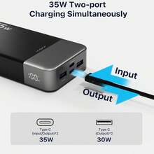Portable Power Bank 20000mAh, 35W Portable Charger, Battery Pack Fast Charging, PD3.0 QC4.0 Phone Battery Pack With LED Display For Phone 16 15 14, Galaxy, Tablet, Switch, EtcoutdoorPower Display - Black - View 7