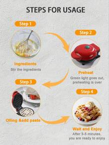 SCISHARE 1个350瓦4英寸迷你华夫饼机，带墙插，可制作单人份华夫饼、薯饼、生酮华夫饼，易清洁不粘涂层