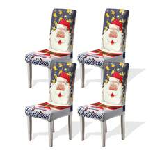 1/4/6/100pcs Christmas Print Stretch Chair Covers, Home/Hotel/Restaurant/Dining Chair Slipcovers, Cartoon Holiday Decor - Multicolor - View 22