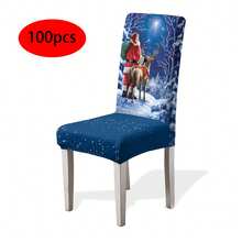 1/4/6/100pcs Christmas Print Stretch Chair Covers, Home/Hotel/Restaurant/Dining Chair Slipcovers, Cartoon Holiday Decor - Multicolor - View 33