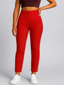 Stretch Pleated Trousers For Women - 紅色 - 查看 4