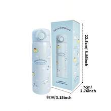 Miniso Sanrio Serie 316 Vaso aislado al vacío con impresión IP linda de 500ml/16.91oz con tapa de apertura con un solo toque, conveniente para ir al trabajo y mantenerse hidratado en la oficina (1 pieza) - Azul - Ver 11