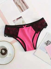 6PCS, Seamless Women's Daily Sports Underwear, Low Waist Comfortable Lace Edge Bow Cotton Underwear, Women's Underwear - Nhiều màu - Xem 10