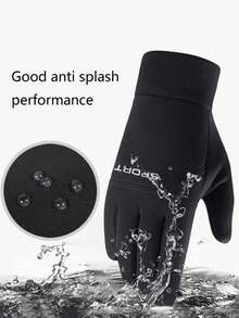 1 Pair Winter Warm Thermal Lined Gloves, Windproof Waterproof Anti-Slip Outdoor Cycling Gloves, Suitable For Children 14 Years Old And Above