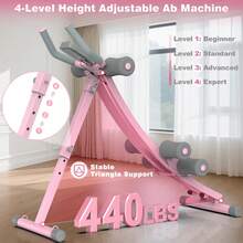 Ab Workout Equipment, Ab Machine For Home Gym, Height Adjustable Ab Trainer, Foldable Fitness Equipment, Abdominal Trainers Ab Workout Machine - Pink - View 5