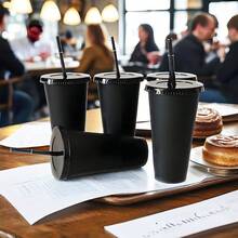 10/20/30/60 Pcs Black Reusable Plastic Cups With Straw And Lids,24oz Durable Cup Tumblers Iced Coffee Sippy Cup 710ml Large Bottle Travel Mug Party Bulk Cold Adults Parties Birthdays Housewarming Father's Day, Mother's Day Gifts - màu đen - Xem 10