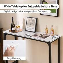 GOFLAME 120cm Bar Table Counter Height Table With Footrest-White - White - View 7