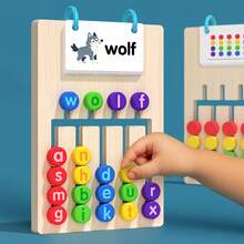 Wooden Color & English Word Matching Toy, Double-Sided 5-Color Path & Word Sorting Puzzle With Colorful Blocks Enhances Color/ Word Recognition, Logical Thinking & Fine Motor Skills For Family Gatherings/Travel/Christmas/Birthday Gift Interactive Toy
