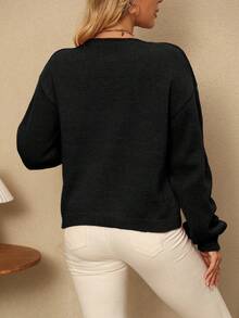 [Tops] Einfarbiger Strickjacke mit gedrehter Vorderseite und Langarm, minimalistisch, Büromode, vintage, einfach, im französischen Stil, Damen Strickjacke mit Krawatte Taille Gürtel, einfarbig, kann über einem T-Shirt getragen werden, extra oversize süße Strickjacke