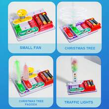 1 件儿童可编程电子积木套装，适用于万圣节和圣诞节，学习电路，提高创新能力，激发想象力，ABS 和铜材质，易于学习电子产品，激发科学兴趣，增强动手能力，开发智力，培养创造力（不含电池） - 彩色 - 查看 4