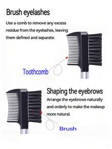 1/2pcs 2-In-1 Eyebrow & Eyelash Brush, Double-Sided Eyebrow Groomer, Eyelash Comb, Makeup Tool For Women (Black) - Multicolor - View 3
