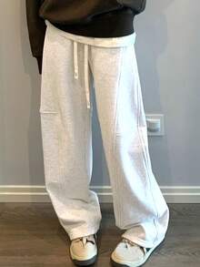 休闲直筒运动裤，女士百搭运动裤，秋季新品 - 灰色 - 查看 3