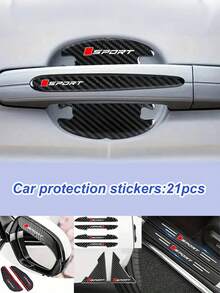 21 Stücke Autoaccessoires - Schwellenschutzaufkleber, Rückspiegel-Sonnenschutz, Türgriff-Schutzfolie, Aufprallschutzstreifen & kratzfeste Ecken - passend für alle Fahrzeuge, Fahrzeugsicherheitsverbesserung, strukturierte Griffoberfläche