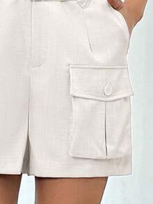 Jumper corto para mujer tipo blazer elegante unicolor de moda con cinturones decorativos para uso casual - Blanco - Ver 8