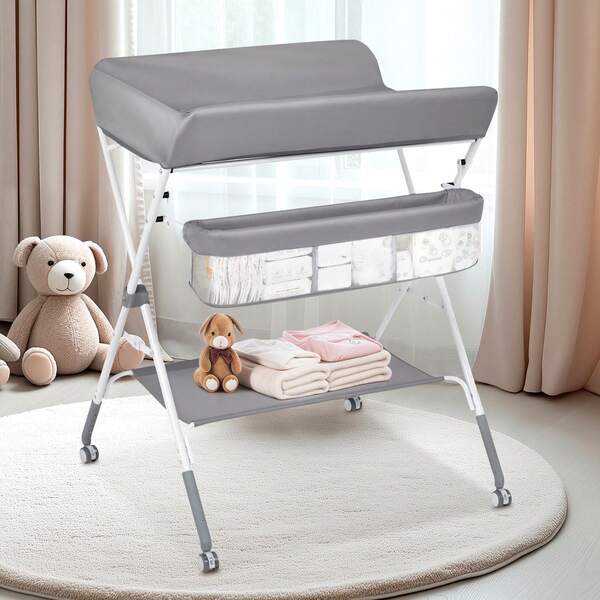 Advwin Advwin Foldable Baby Changing Table Height Adjustable Diaper Station Portable Toddler Change Table