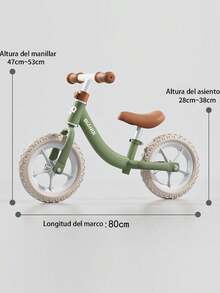 Bicicleta de equilibrio para de 2 a 6 años, diseño sin pedales y con canastita pequeña, para niñas y niños, neumáticos sin Planos, Asiento Ajustable y Marco Duradero - Verde - Ver 4