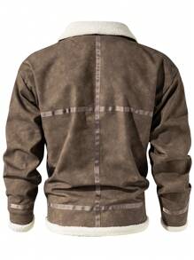 معطف مبطن بالفليس مصبوغ بطريقة التعتيق للرجال، خريف وشتاء