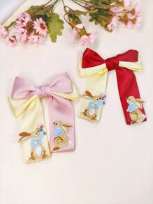 1/2/3 件缎面兔子蝴蝶结发夹，优雅学院风发饰，适合作为生日礼物，四季皆宜 - 彩色 - 查看 11