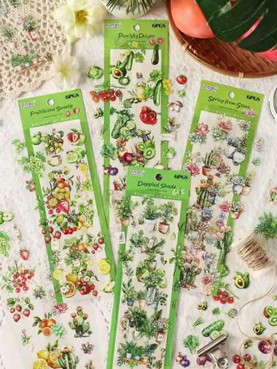 Un paquete de 6 pegatinas frescas con temática de plantas. Se pueden usar para scrapbooks, diarios de balas, tarjetas de felicitación, pegatinas para teléfonos móviles, botellas de vidrio, sobres, manualidades DIY, cuadernos, decoración del hogar, decoración de regalos, cajas de papelería y collages personalizados de regreso a la escuela.
