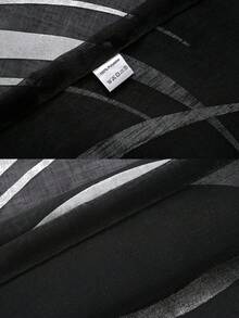 1pc Modern Metal Wave Pattern Single-Sided Black & Gold Sheer Curtain - Black - View 6