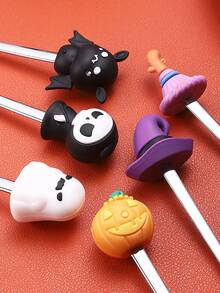 1pc/6pcs Stainless Steel Spoons, Halloween Coffee Stirring Spoons, Dessert Spoons, Cutlery Set