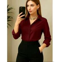 Kit 2 Long Sleeve Striped Dress Shirts For Summer Fashion - 馬薩拉葡萄酒套裝 - 查看 3