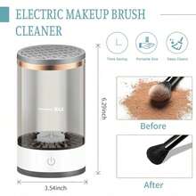 Efficient Electric Makeup Brush Cleaner Machine, Automatic Makeup Brush Cleaner For 3-4 Brushes At A Time, 7000 RPM Ensures Thorough Cleaning, Includes Silicone Pad For Irregularly Sized Brushes - mặc định - Xem 2