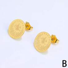 1 Set Classic 21K Gold Plated Coin Earrings, Dubai Bride Wedding Party Jewelry - Stud Earrings - View 19