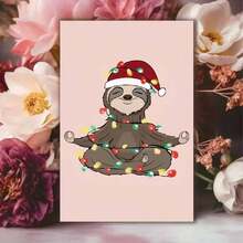 1 cartão de Natal com tema de preguiça "Feliz e Brilhante" (11,9 x 16,2 cm + envelope) | Saudação divertida de animais para o feriado | Design festivo exclusivo para família e amigos | Perfeito para Natal, Ano Novo e aniversários de inverno | Cartão aconchegante para comemoração sazonal