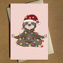 1 cartão de Natal com tema de preguiça "Feliz e Brilhante" (11,9 x 16,2 cm + envelope) | Saudação divertida de animais para o feriado | Design festivo exclusivo para família e amigos | Perfeito para Natal, Ano Novo e aniversários de inverno | Cartão aconchegante para comemoração sazonal